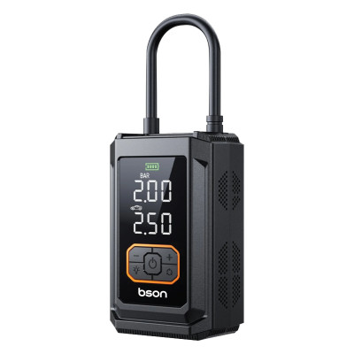 Bson Air Beast 4-in-1 Tire Inflator – 150 PSI power with fast inflation, 5 smart modes, air pressure monitoring, large digital display, heat protection, built-in LED flashlight & power bank. Ideal for cars, bikes, balls, and outdoor emergencies.